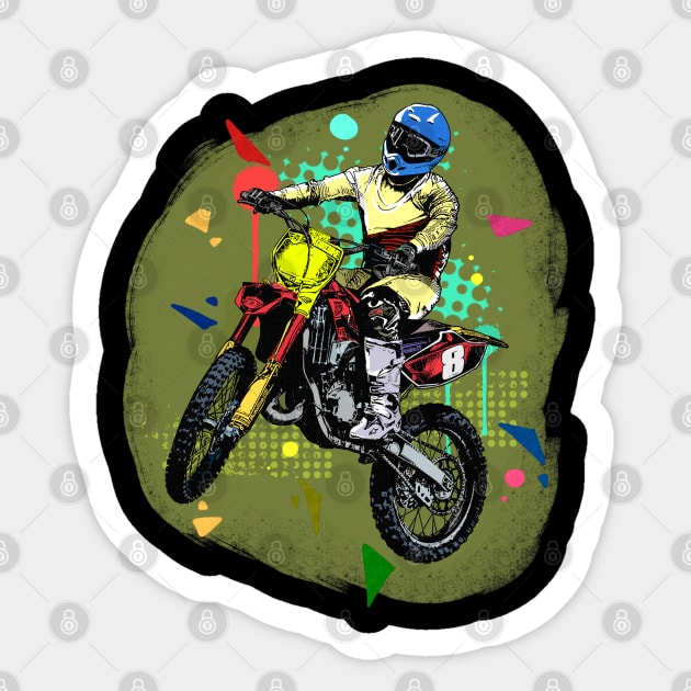 Cool Dirt Bike Out Motocross Gift Cool Dirt Bike Print Sticker by Linco